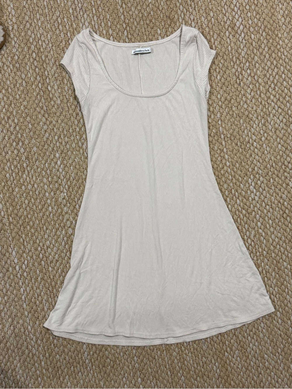 Abercrombie & Fitch Cream Ribbed Scoop-Neck Mini Dress EUC Size XSP